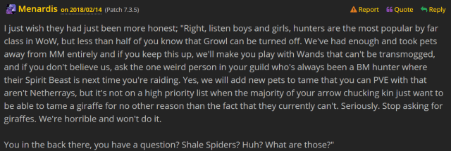 honest reply from devs to hunters we wish